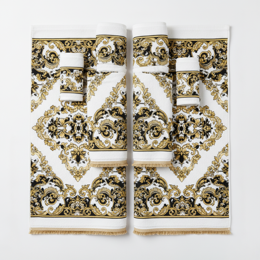 Luxury Baroque Bath Towel Set of 6