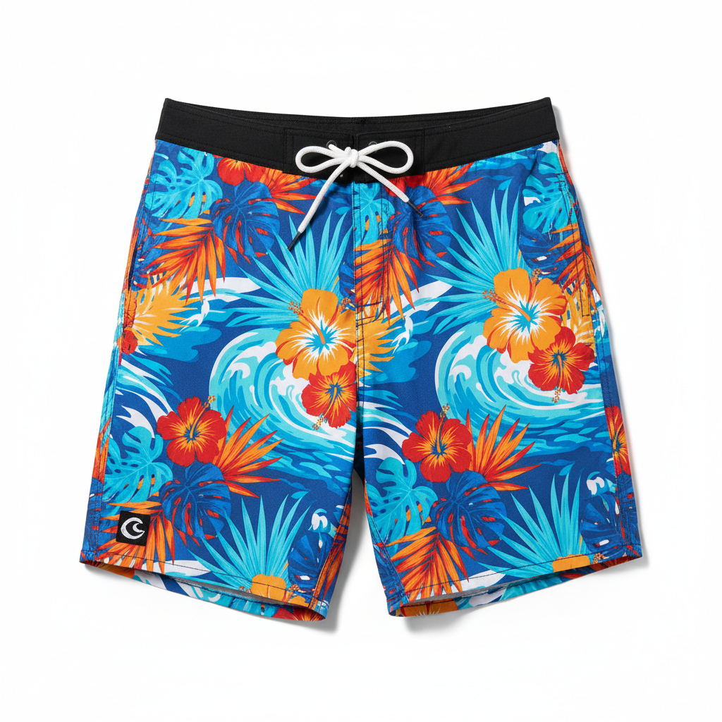 Men's Tropical Print Swim Trunks