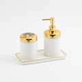 Gold & White Bathroom Accessory Set