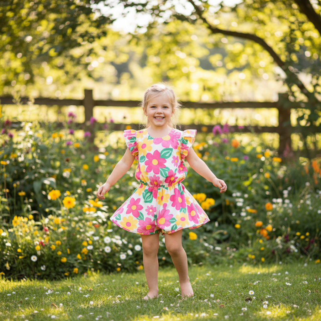 Lonniemac's Girls' Floral Summer Romper