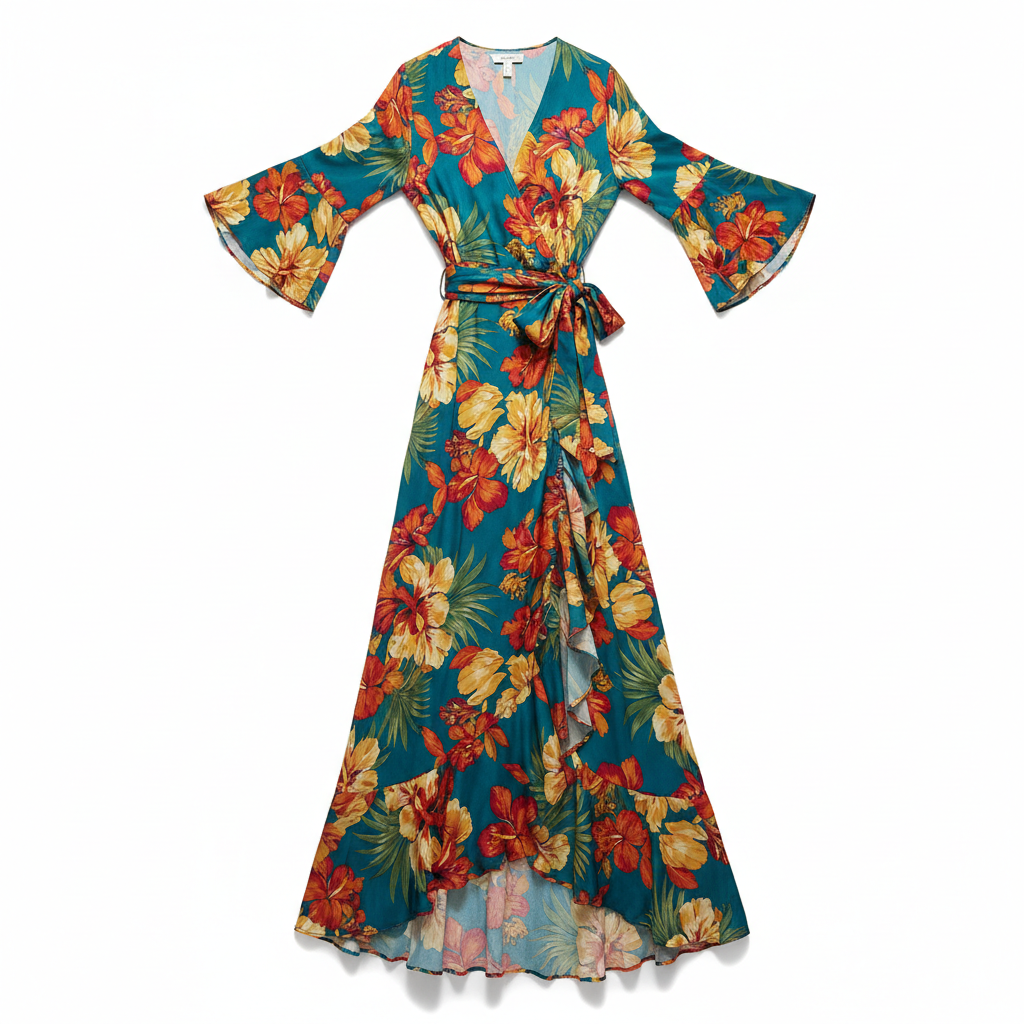Women's Tropical Maxi Wrap Dress