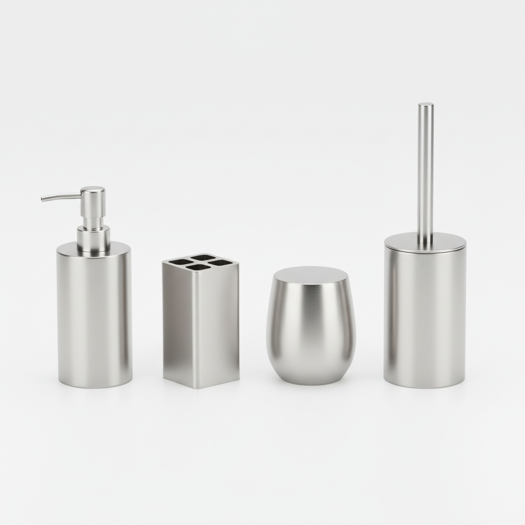 Modern Stainless Steel Bathroom Accessory Set 4-Piece