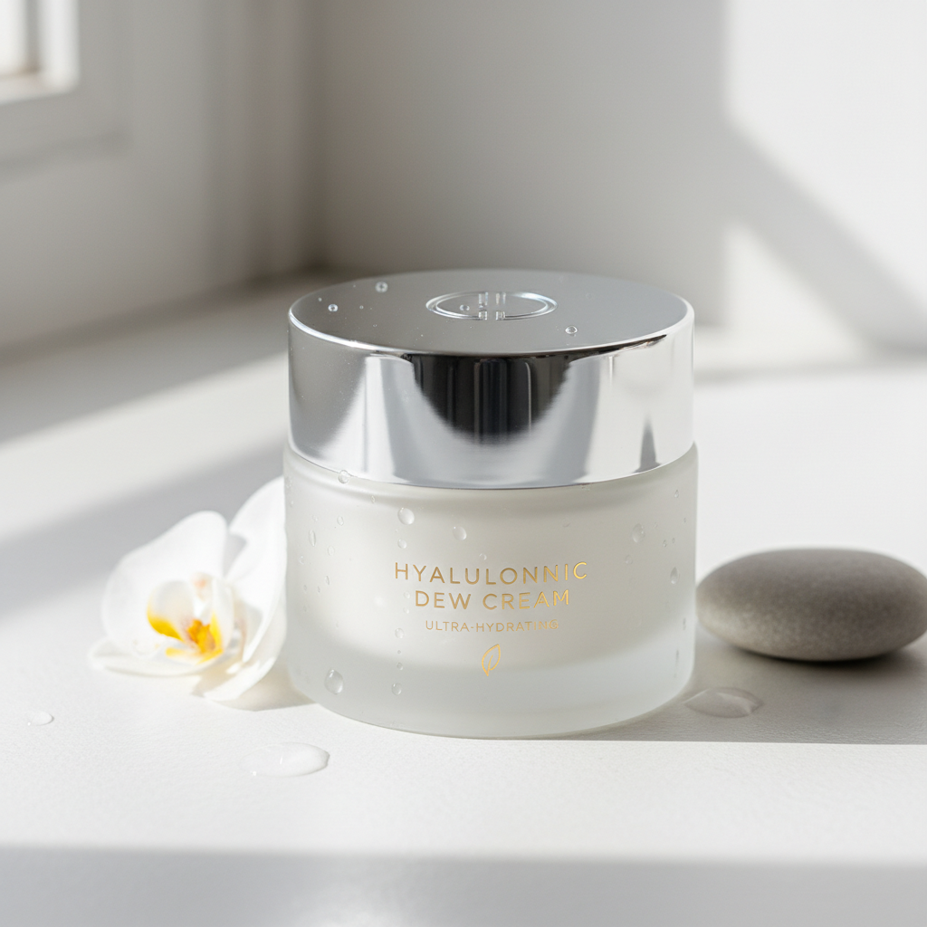 Aqua Plump Hyaluronic Acid Moisturizer cream jar on white background