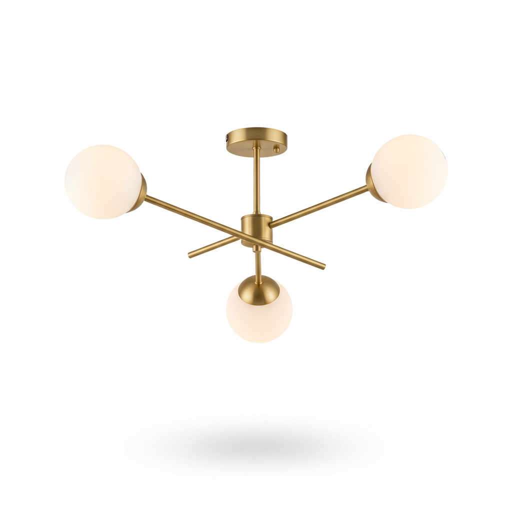 Modern 3-Light Chandelier Brushed Gold